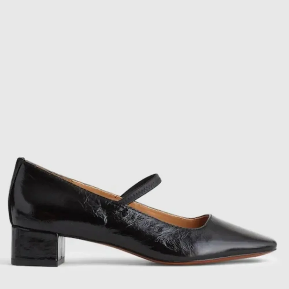 MADEWELL The Greta Block Heel Pump in True Black Crinkled Patent Leather 9 - Picture 3 of 10